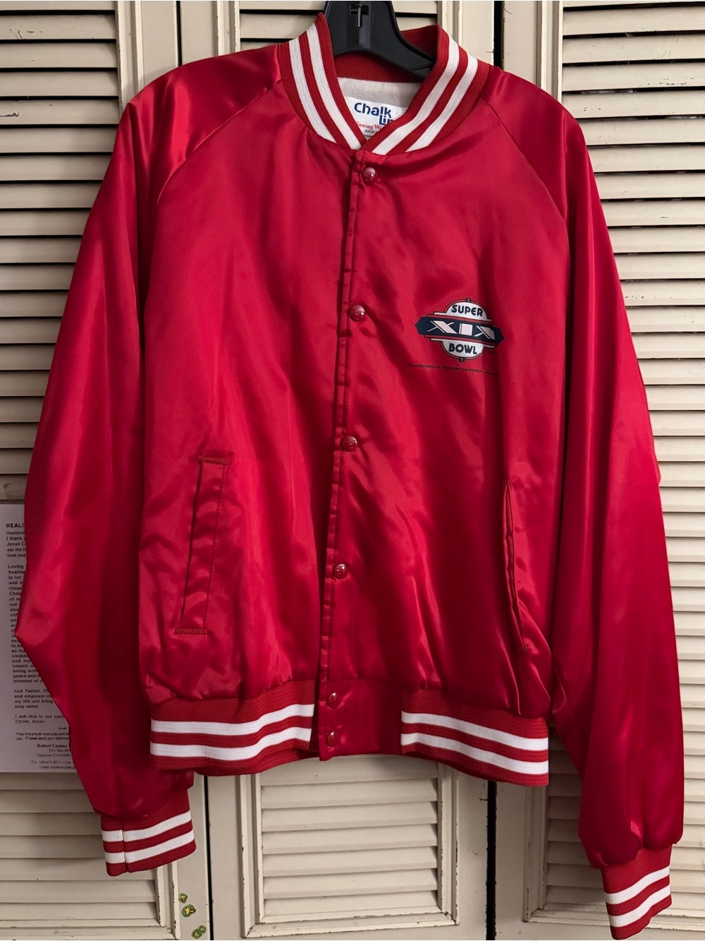 Vintage Chalk Line San Francisco 49ers Super Bowl XIX Satin Jacket XL